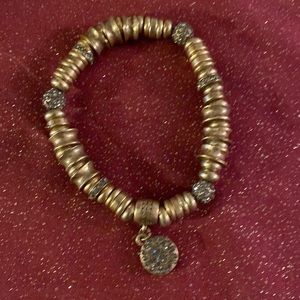 Stretch bracelet gold with silver accents